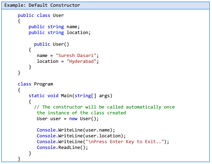 Default Constructor